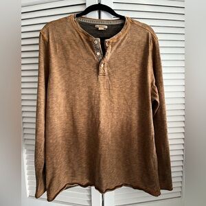 Carbon 2 Cobalt Men’s Long Sleeve Contrast Henley Rust Orange Large